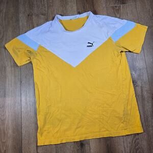 Vintage Puma T-Shirt Men’s L Tri-Color Block Athletic Logo Tee Retro Streetwear